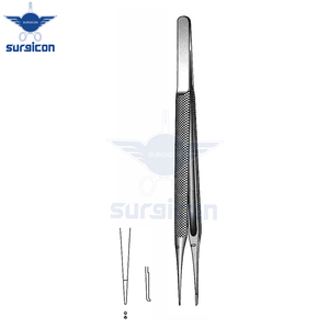 Suturing Micro Forceps <b>12</b> cm / 4-3/4 Inch Straight with 0.3 mm Tip and 1:2 Teeth Stainless Steel Microsurgical Instrument - Product Image 3