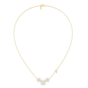 Triple Floral Cluster Diamond Necklace with Open Petal <b>Frames</b> and Elegant <b>Graduated</b> Blossom Design - Product Image 3