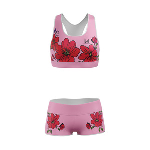 Conjunto de Yoga de 2 Piezas para Mujer, Tallas Grandes, con Logotipo Personalizado, Cintura Elástica, Shorts de Cintura Media, Transpirable, con Sujetador Deportivo de Alta Sujeción sin Mangas - Product Image 5