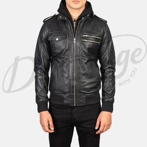 แจ็คเก็ตบอมเบอร์หนังแท้สีดำแบบสั่งทำพิเศษสำหรับผู้ชาย แจ็คเก็ต MA1 แบบซิป ขายส่ง เสื้อแจ็คเก็ตหนังแท้ทรงเข้ารูป สปอร์ตแวร์ - Product Image 3