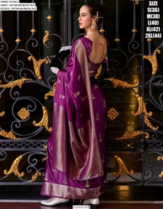 Neelambara Temple Embroidered <b>Saree</b> with Blouse-Traditional Party Wear Wrinkle Free & Moisture Wicking - Product Image 2