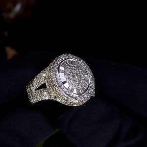14K White Gold 2.5CT Moissanite Cluster Pinky <b>Ring</b> Baguette Tiered <b>Statement</b> <b>Ring</b> Luxury Bold Designer Jewelry for Women - Product Image 1