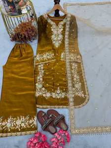 Ensemble haut et palazzo prêt-à-porter de fabrication indienne, idéal pour un port quotidien et pour les fêtes, disponible à un prix avantageux. - Product Image 3