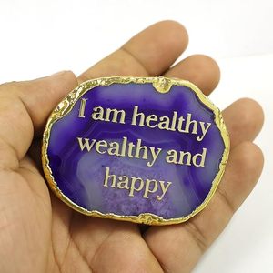 Crystal Stone <b>Agate</b> I Am Healthy Symbol Slice <b>Coaster</b> for Home Decor Office Desk Car Dashboard Decoration - Product Image 6