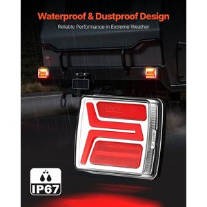 ไฟท้าย LED 12V แบบสี่เหลี่ยม 2 ชิ้น ชุดไฟเบรค ไฟเลี้ยว ไฟส่องป้ายทะเบียน แบบแม่เหล็กไร้สายสำหรับรถพ่วง - Product Image 3