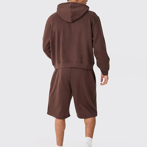 Conjunto de Sudadera con Capucha para Hombre, Color Sólido, Felpa Francesa, Ropa Casual de Verano, Marrón - Product Image 3