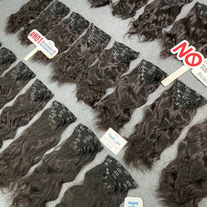 Extensions de cheveux humains à clips de qualité supérieure, non traités, couleur noire ondulée naturelle, 100% cheveux humains vierges vietnamiens - Product Image 5