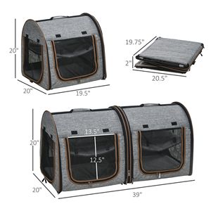 Trasportino per Gatti Portatile da 39 Pollici con Doppio Scomparto, Cuscini Morbidi e Borsa Portaoggetti per Esposizioni e Trasporto Animali Domestici - Product Image 3