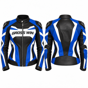 Chaqueta de cuero para motociclista personalizada al por mayor para mujer, chaqueta de moto de cuero de vaca con cremallera completa para mujer - Product Image 6