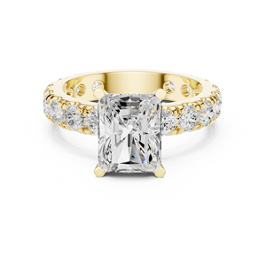 แหวนหมั้นเพชรทรงรัศมี 3 กะรัต เพชรเพาะเลี้ยงในห้องปฏิบัติการ ตัวเรือนทอง 14K ประดับเพชรแบบ Pave  พร้อมใบรับรอง IGI ระดับ VS EF เหมาะสำหรับวันครบรอบแต่งงาน - Product Image 1