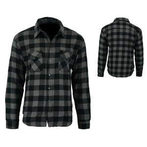 Custom Design Long Sleeve Flannel Bomber Casual Biker <b>Shirt</b> with <b>Pads</b> Plus Size Men's Cotton Jackets - Product Image 6