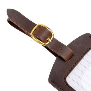 Étiquette de bagage en cuir véritable Crazy Horse de haute qualité, étiquette de valise en cuir véritable - Product Image 5
