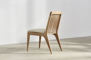 Graceful Solid Teak Wood <b>Chair</b> with <b>Padded</b> Seat and Backrest Designed for Refined Comfort in Contemporary Interiors - Product Image 2