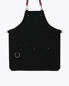 Cape de coiffure en denim avec sangles en cuir réglables et plusieurs poches - Product Image 5