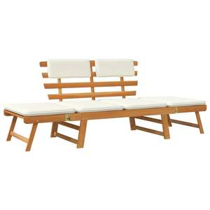 Banc de patio standard en bois d'acacia massif brun clair et crème pour l'extérieur - Product Image 2