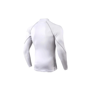 Camiseta Deportiva de Manga Larga para Hombre, Cuello Alto, Tejido de Punto, Secado Rápido, Corte Ajustado, Color Blanco - Product Image 2