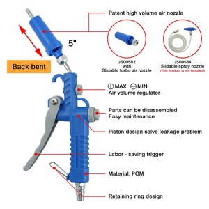 Pistolet à air comprimé en plastique avec entrée PT 1/4 pouce, tube arrière courbé breveté, buse turbo et régulateur de volume réglable JS01365 – Nous vous offrons notre meilleure qualité - Product Image 6