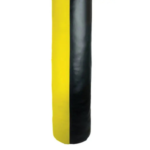 Sac de frappe en cuir véritable jaune et noir, rempli de sable, avec fermeture éclair, pour entraînement de boxe adulte, sac de frappe suspendu - Product Image 2