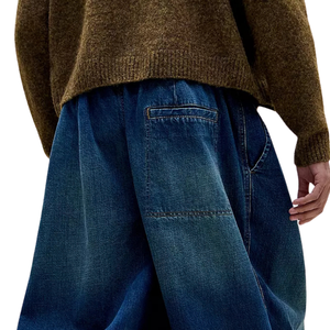 Pantalones Vaqueros de Mezclilla para Hombre, Corte Ancho Medio, Ajuste Holgado Informal, Secado Rápido, Transpirables, 100% Algodón, Azules, Pantalones de Trabajo con Bolsillos Utilitarios, Corte Recto - Product Image 4