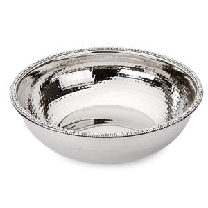 Luxury Silver Metal Decorative Serving Bowl Stainless Steel Salad Fruit Bowl with Wood Legs Scalloped Edge <b>Tabletop</b> Home Decor - Product Image 5