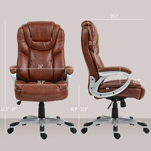 Sedia da Ufficio Direzionale con Cuscino Confortevole, Ruote Girevoli, Altezza Regolabile, Schienale Alto, Colore Marrone con Base in Nylon - Product Image 3