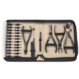 Professional Hair Extension Tool Kit Flat <b>Beads</b> Crimper Plier Tape In Plier Microbead Remover Two Hole Crimper Scissor Clips - Product Image 1