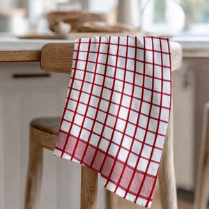Serviette de cuisine à carreaux rouges et blancs, prix fixe, serviettes de cuisine de golf en provenance d'Inde - Product Image 1