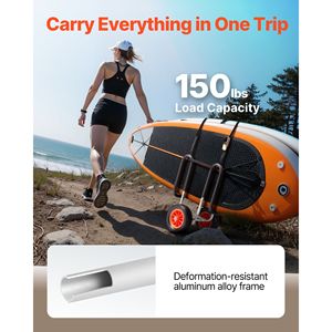 Carrello per Kayak con Capacità di Carico di 68 kg, Pneumatici in Gomma Piena da 10 Pollici e Supporti, Accessorio per Trolley da Stand-Up Paddle Board - Product Image 2