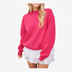 Street Ready Mockneck Sweatshirt Women Oversized Pullover Soft Cotton Warm Cozy Casual Winter Fashion Outfit - Product Image 1