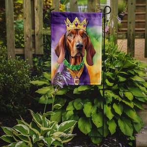 Redbone Coonhound King Mardi Gras Bandera de jardín multicolor Buzón Decorativo Patio Banner para Patio Obra DE ARTE Camas de flores Tamaño pequeño - Product Image 2