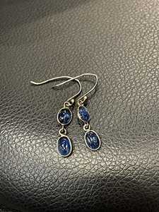 Boucles d'oreilles pendantes en argent sterling et kyanite, bijoux pour femmes faits à la main, élégants et luxueux, cadeau de mode pour anniversaire, fiançailles, mariage - Product Image 3