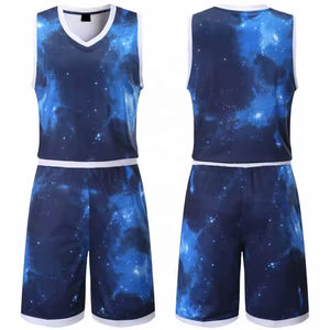 เสื้อบาสเก็ตบอลใหม่สำหรับผู้ชาย ชุดบาสเก็ตบอลแขนกุด 2 ชิ้น เสื้อกั๊ก กางเกงขาสั้น ชุดเสื้อบาสเก็ตบอลไล่เฉดสีแบบซับลิเมชั่น - Product Image 6