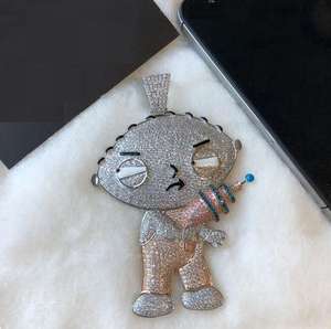 Colgante de Personaje de Dibujos Animados con Incrustaciones de Diamantes, 12 Quilates, VVS, Moissanita, Plata 925, Joyería Hip Hop, Aspecto de Diamante, Lujoso, Brillante, Unisex - Product Image 2