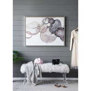 Cuadro Moderno Grande de 47 x 35.5 Pulgadas, Pintura al Óleo Pintada a Mano, Textura de Acuarela Abstracta en Tonos Grises y Marrones, Arte de Pared Enmarcado - Product Image 3