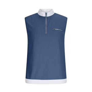 Men's Sleeveless Quarter-Zip Stand Collar Vest Knitted Solid Color Breathable Casual Muscle Tank <b>Top</b> with <b>Zipper</b> Pocket - Product Image 1