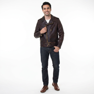 Finer Threads OEM Custom Black Genuine Cow Leather Breathable High Quality High Street Style Hip Hop <b>Stand</b> Jacket Full Men - Product Image 1