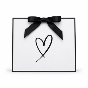 Bolsa de Compras de Papel Blanco de Lujo Personalizada con Lazo Negro y Diseño de Corazón, Bolsa de Regalo para Boutique - Product Image 4