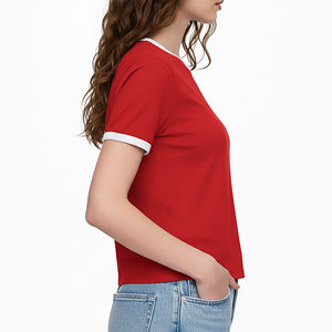 Camiseta de Verano al por Mayor 100% Algodón para Mujer, con Logotipo Personalizado Impreso en DTF, Color Sólido, Transpirable, de Secado Rápido, Estilo Urbano - Product Image 5