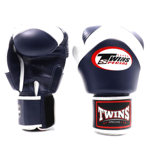 Gants de boxe bleus et blancs en cuir avec fermeture à lacets, respirants, pour entraînement et sparring, design personnalisé avec logo - Product Image 4