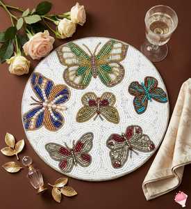 Designer Handmade <b>Beaded</b> <b>Placemats</b> Intricate Embroidery Dining Table Mats for Wedding Reception Party and Home Decoration - Product Image 5