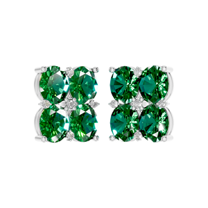 Boucles d'oreilles élégantes certifiées IGI en or rose 14 carats 18 carats avec grappe florale d'émeraude Diamant de pierre précieuse verte taille ovale pour la fête quotidienne - Product Image 4