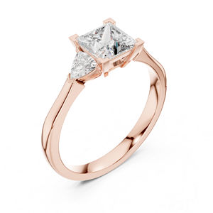 Bague en or jaune 14 carats avec diamant de laboratoire taille princesse et taille trilliant pour femme |   Vêtements de tous les jours |   Nouveau diamant cultivé - Product Image 2