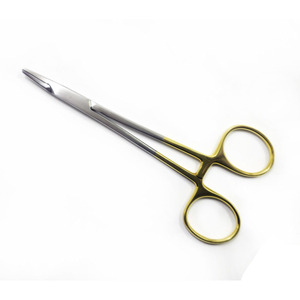 ที่จับเข็ม TC Webster ขนาด 13 ซม. แบบโค้ง ห่วงทองเรียบ สำหรับเย็บแผลผ่าตัด ทำจากสแตนเลสสตีล ใช้ในงานทันตกรรมและศัลยกรรม - Product Image 1