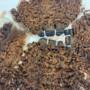 Paquete rizado birmano de Color marrón de Piano con cierre Calidad de lujo Cabello crudo súper doble dibujado Precio al por mayor de alta calidad - Product Image 3