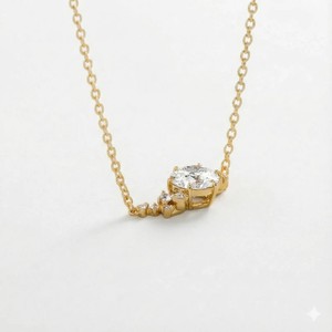Pendentifs en diamant de forme ronde brillante, or jaune vermeil 10 carats, moissanite, cadeau de mariage, collier avec pendentif - Product Image 5