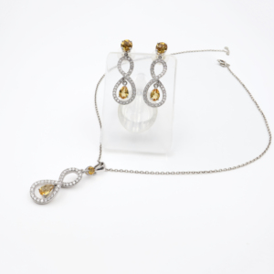 Conjunto de Pendientes y Colgante de Citrino Natural en Plata de Ley 925, Chapado en Rodio, Joyería Fina OEM ODM - Product Image 1
