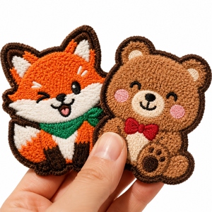 Écussons brodés en chenille personnalisés, motifs animaux mignons (ours, chat, chien, lapin, renard, panda, tigre, poussin) pour vêtements et vestes d'enfants - Product Image 5
