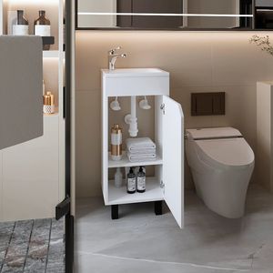 Meuble-lavabo blanc intégré pour salle de bain - Product Image 2