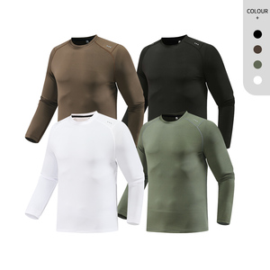 Men's <b>Long</b> <b>Sleeve</b> <b>Compression</b> <b>Shirt</b> O-Neck Solid Color Quick Dry Knitted Sporty Style Slim Fit - Product Image 1