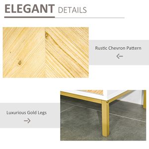 Credenza a 3 Ante Fatta a Mano, Mobile Buffet, Mobile Bar con Motivo a Chevron, Ripiano Regolabile e Gambe in Metallo, Legno Naturale - Product Image 6